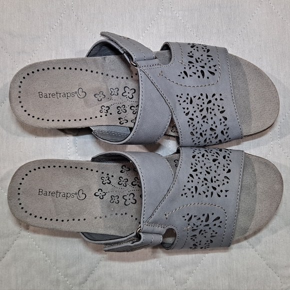 Baretraps JARA Open-Toe Slide Sandals Women's 7M Gray Adj. Hook & Loop Straps - Picture 4 of 14